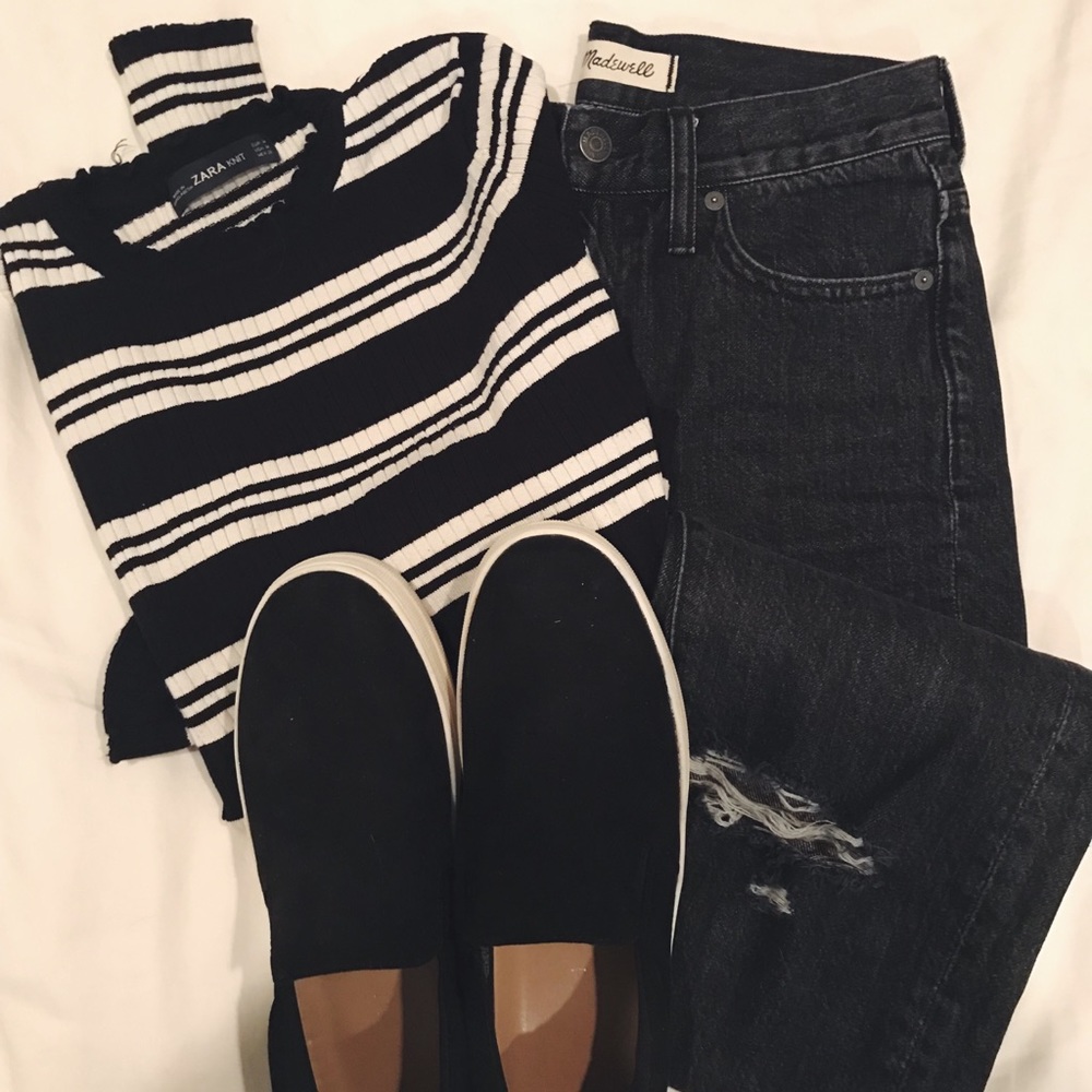 Zara black & white striped long sleeve